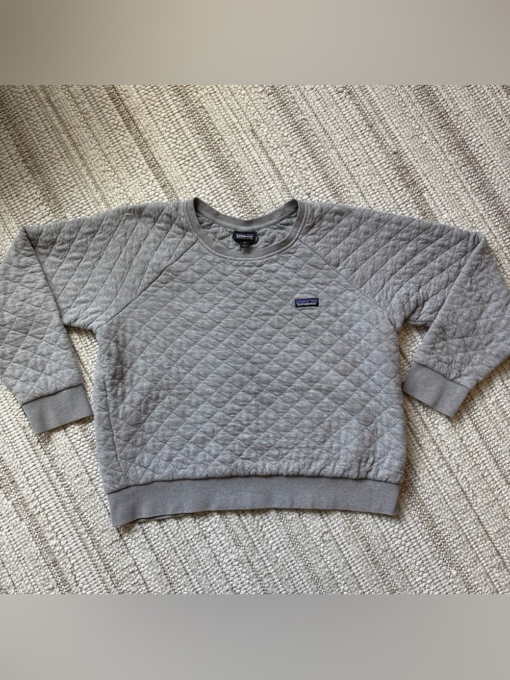 Patagonia Organic Cotton Crewneck Sweatshirt Quilted Pullover Gray XL